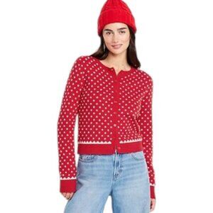 Old Navy Red Polka Dot Cardigan